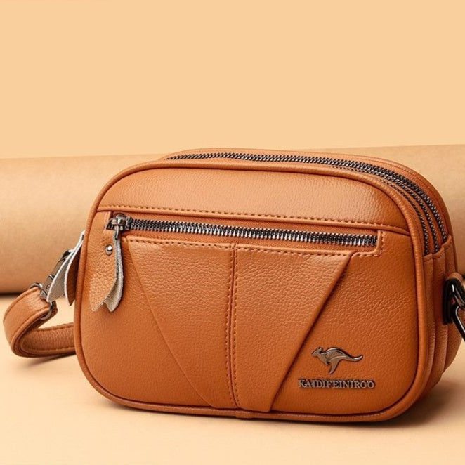 Cowhide Soft Leather Fashion All-match Shoulder Crossbody Small Round Bag