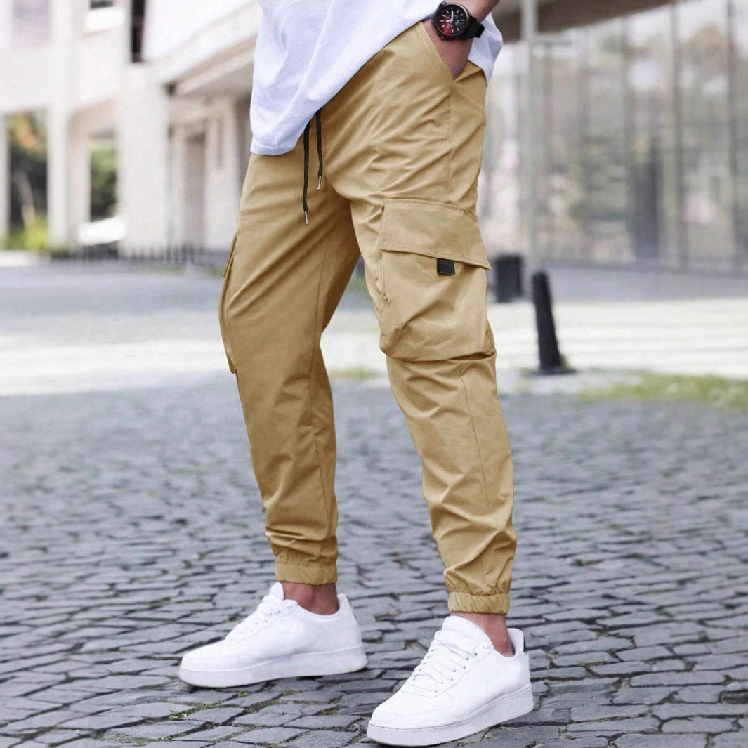 Workwear Casual Pants Drawstring Elastic Waist Track Pants