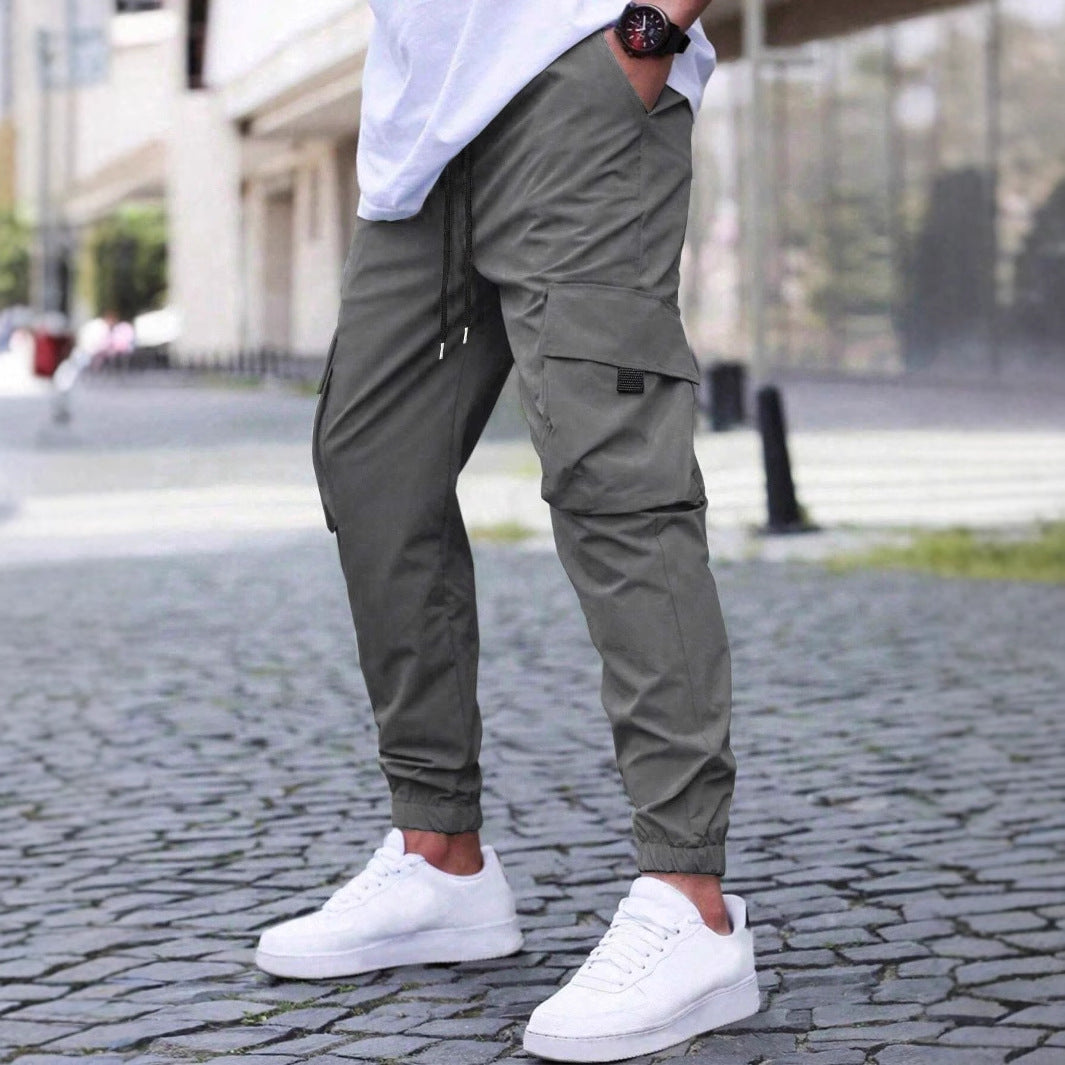Workwear Casual Pants Drawstring Elastic Waist Track Pants
