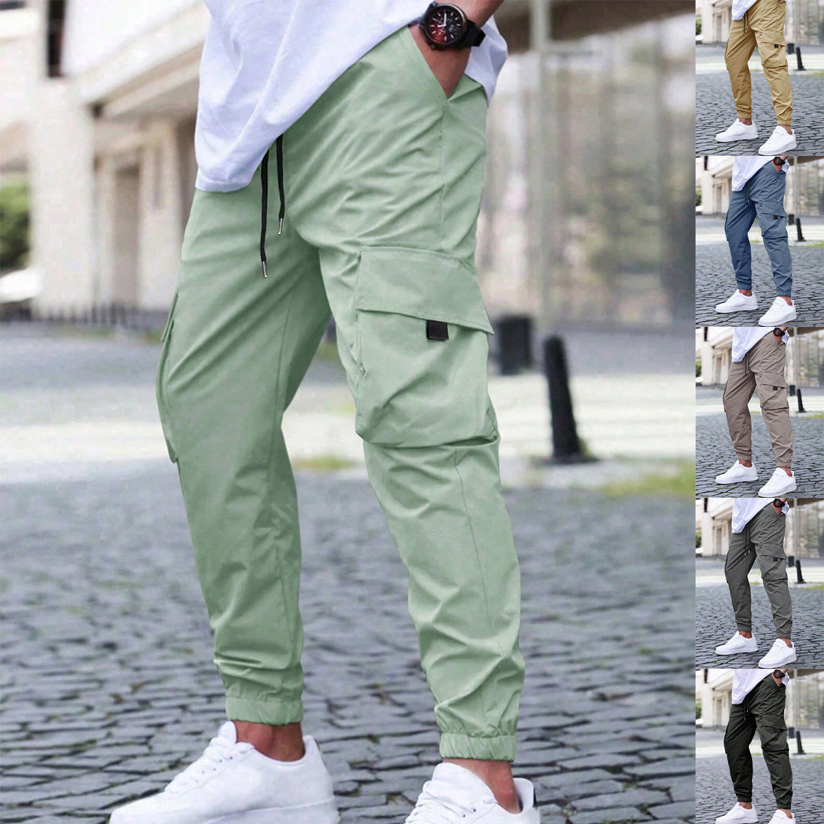 Workwear Casual Pants Drawstring Elastic Waist Track Pants