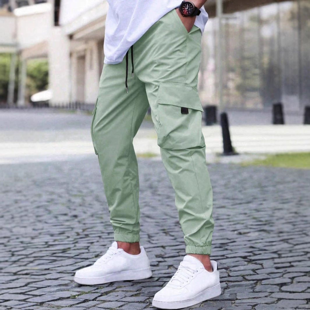 Workwear Casual Pants Drawstring Elastic Waist Track Pants