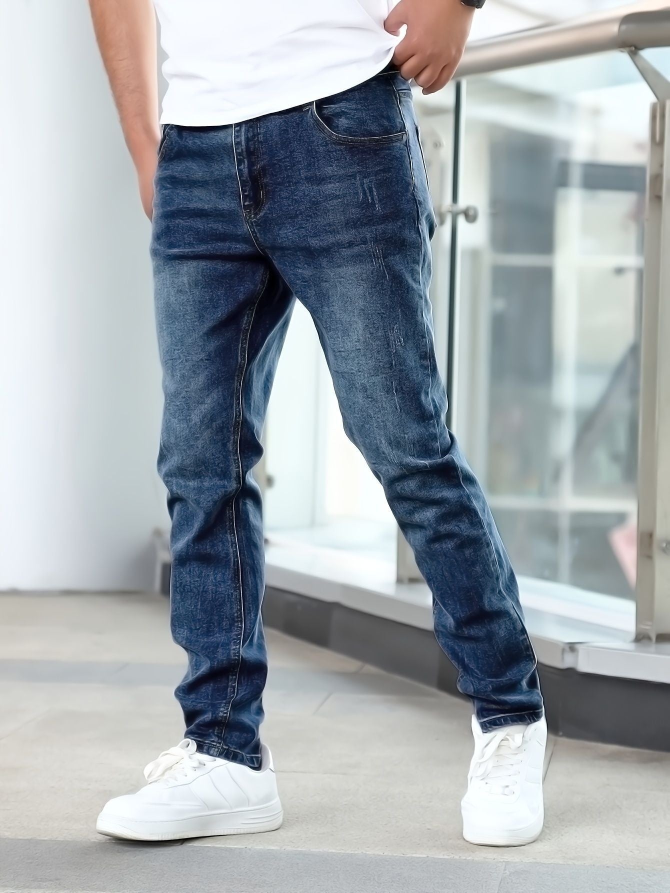 Stretch Men's Casual Solid Color Jeans