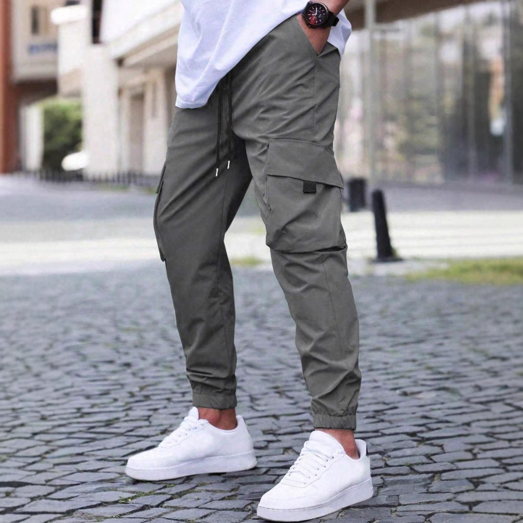 Workwear Casual Pants Drawstring Elastic Waist Track Pants